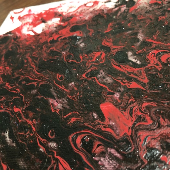 Red/White/Black Pour Painting - Picture 2 of 5